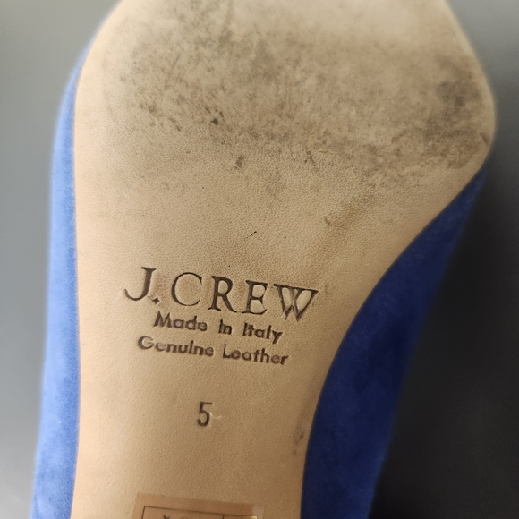 J. Crew COLLECTION Dulci Suede Kitten Heels Jeweled  Blue Italy Sz 5 - Picture 10 of 10